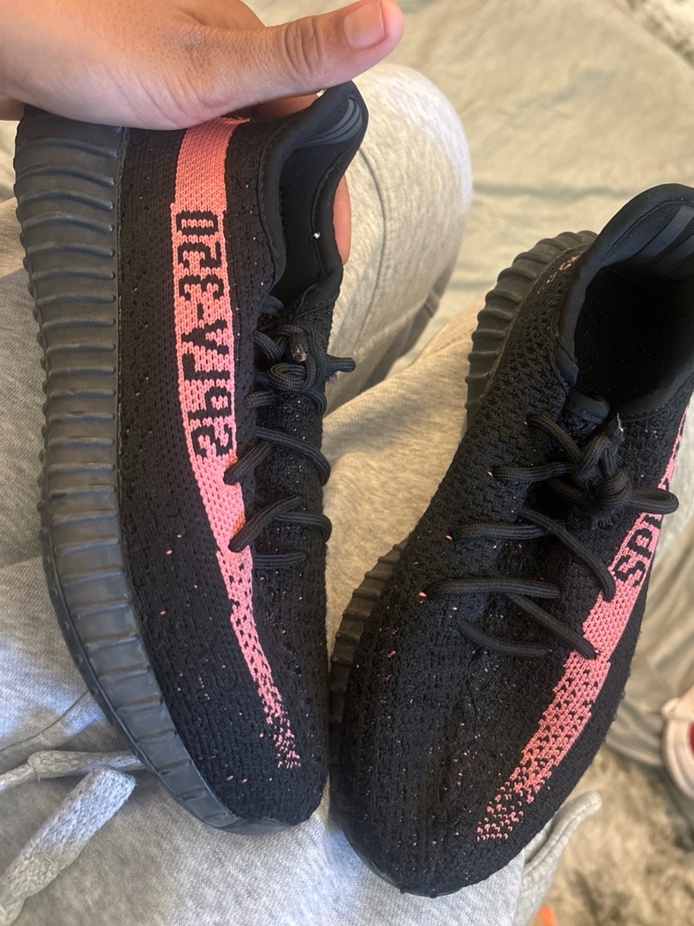 Adidas Kids Yeezy Boost 350 V2 Black Pink Stripe
